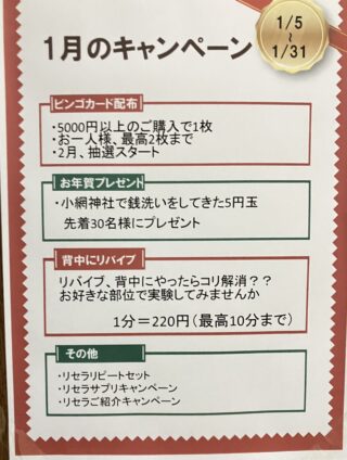 1月のキャンペーン